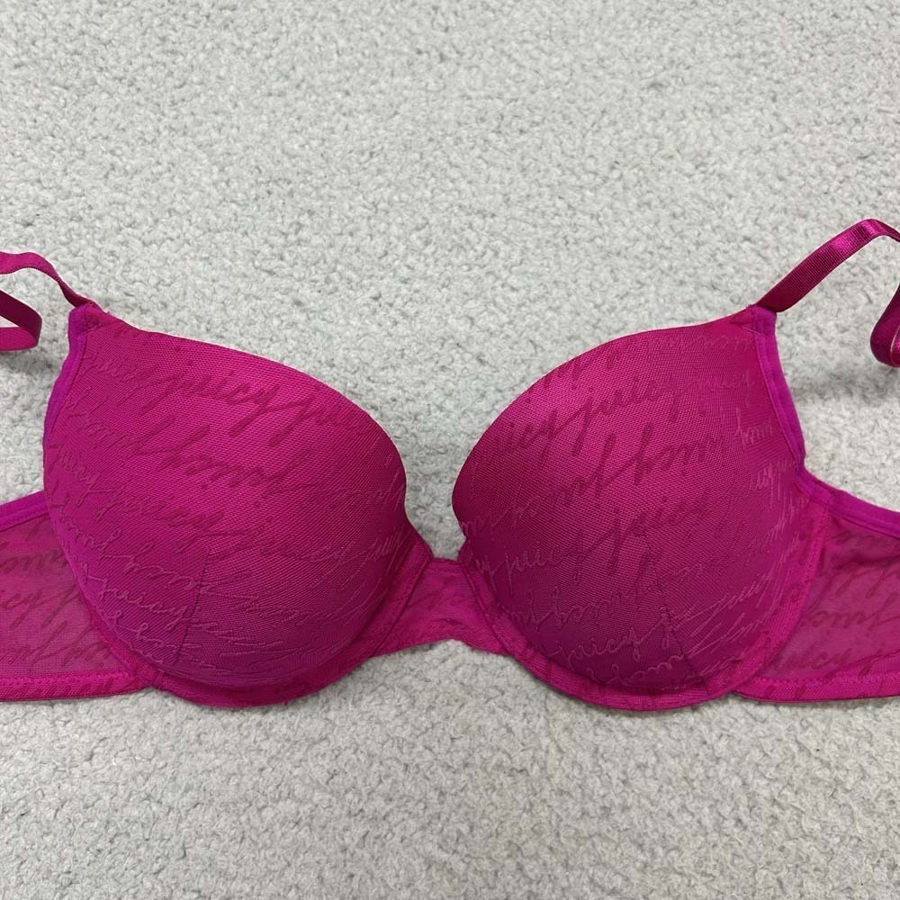 Juicy Couture Bra 38C Push Up Bra 7568-171 Underwire Padded Spellout